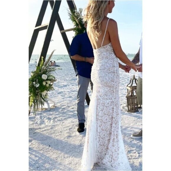 Lulus ✦ Full of Hope Lace Mermaid Dress ✦ Sleeveless Maxi w/ Train Size XS - Picture 10 of 16